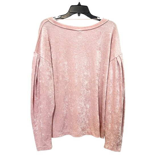Free People WE THE FREE Blush Pink Milan Crushed Velvet Puff Sleeve Top Medium - Picture 5 of 9
